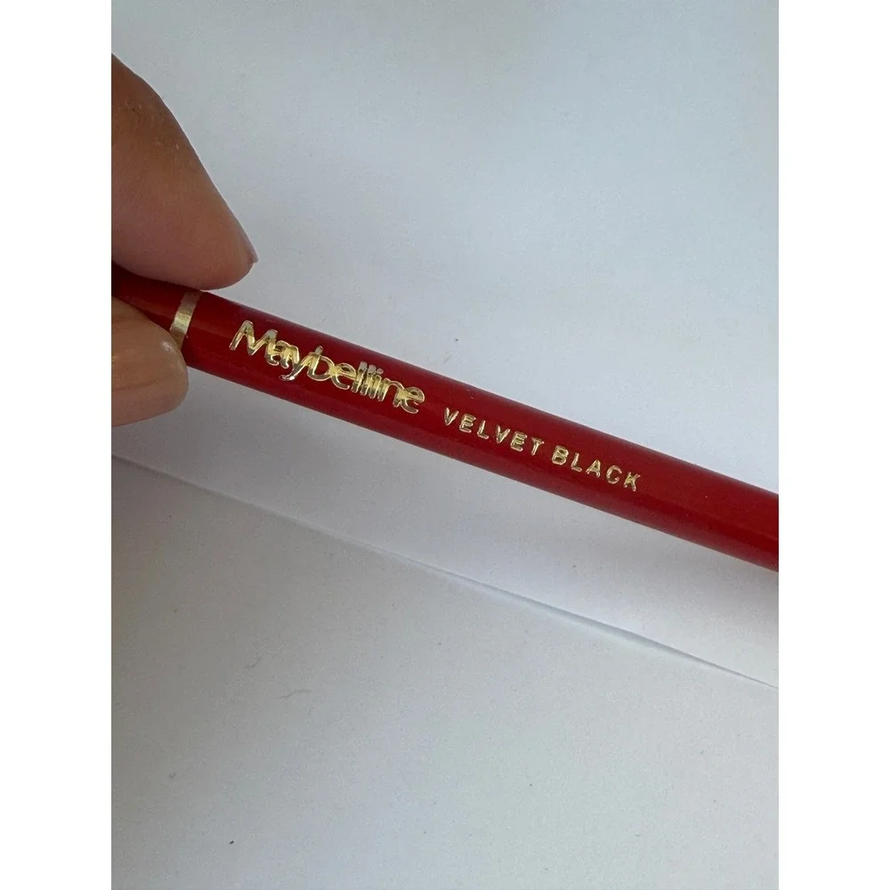 Vintage Maybelline Velvet Black Eyeliner Pencil Red Wood Barrel Classic Makeup